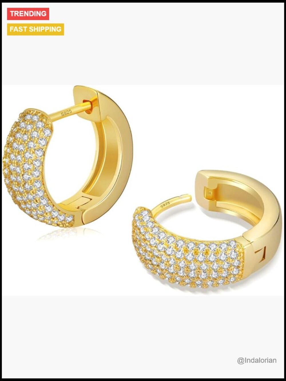 925 Sterling Silver Cuban Link Hoop Earrings Men Hypoallergenic Cubic Zirconia